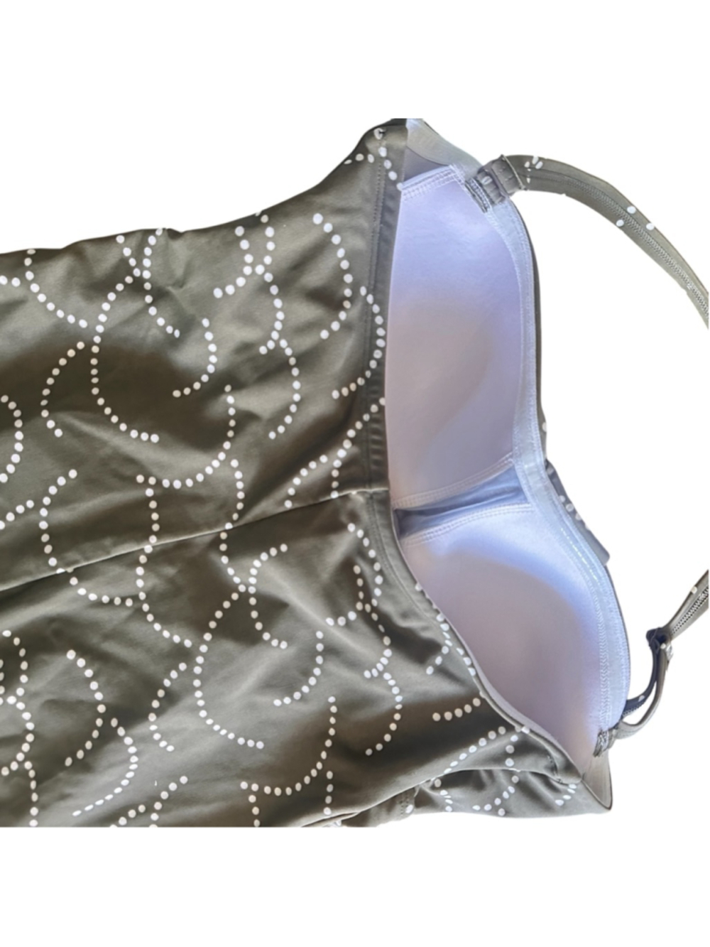 Boden One Piece Swimsuit US10 Olive Ruched Strapless/Halter Vacation - Picture 4 of 8